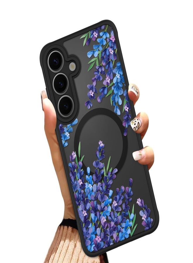 OOK Case for Samsung Galaxy S25 6.2 Inch (Wireless Charging Compatible) Purple Floral Flowers Lavender Translucent Phone Cover Soft TPU + Hard PC Anti-Scratch Shockproof Magnetic Case for Women - Image 1