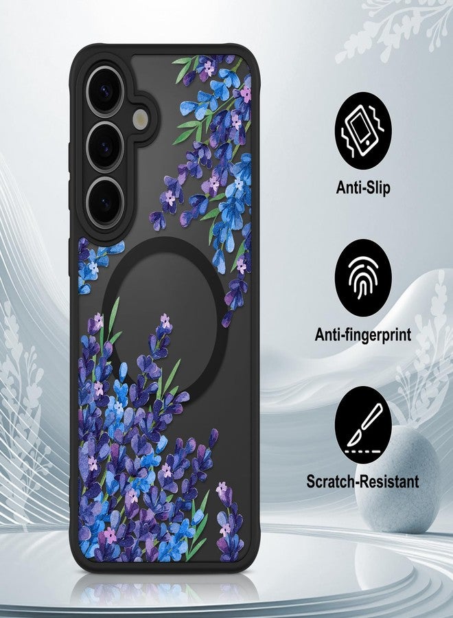 OOK Case for Samsung Galaxy S25 6.2 Inch (Wireless Charging Compatible) Purple Floral Flowers Lavender Translucent Phone Cover Soft TPU + Hard PC Anti-Scratch Shockproof Magnetic Case for Women - Image 5