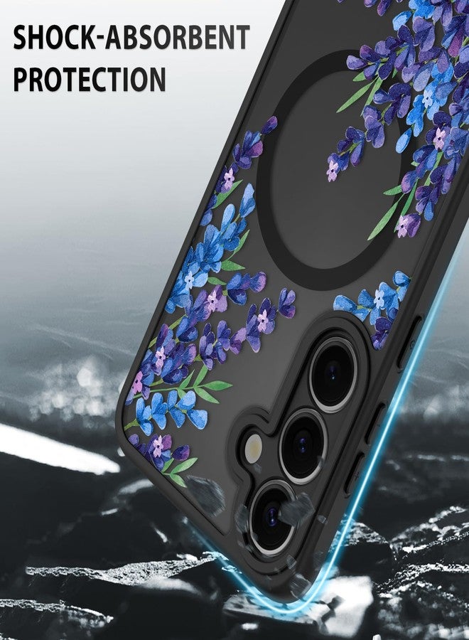 OOK Case for Samsung Galaxy S25 6.2 Inch (Wireless Charging Compatible) Purple Floral Flowers Lavender Translucent Phone Cover Soft TPU + Hard PC Anti-Scratch Shockproof Magnetic Case for Women - Image 4