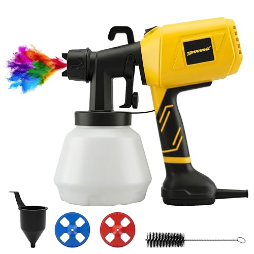 Tomahawk EPS-C10 550W Electric Paint Sprayer with 100% Copper Motor, 1000ml Tank, 3 Nozzles (1.0/1.8/2.5mm), HVLP High Flow 800ml/min for Home & DIY Painting (Yellow) - Image 1