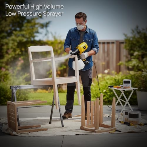 Tomahawk EPS-C10 550W Electric Paint Sprayer with 100% Copper Motor, 1000ml Tank, 3 Nozzles (1.0/1.8/2.5mm), HVLP High Flow 800ml/min for Home & DIY Painting (Yellow) - Image 4