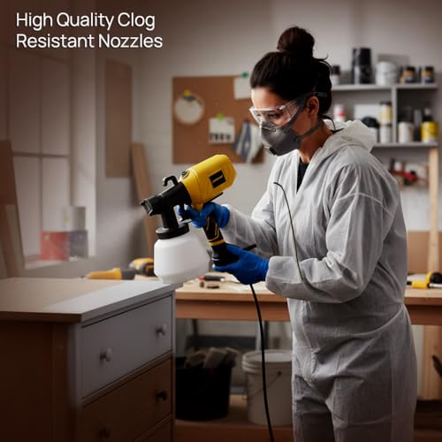Tomahawk EPS-C10 550W Electric Paint Sprayer with 100% Copper Motor, 1000ml Tank, 3 Nozzles (1.0/1.8/2.5mm), HVLP High Flow 800ml/min for Home & DIY Painting (Yellow) - Image 5