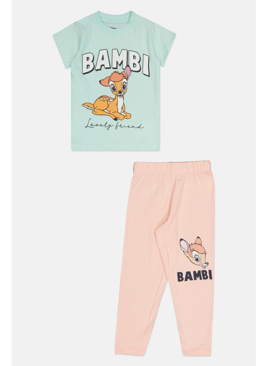 Disney Toddlers Girl 2 Pieces Bambi Pajama Set, Multicolor  - Image 1