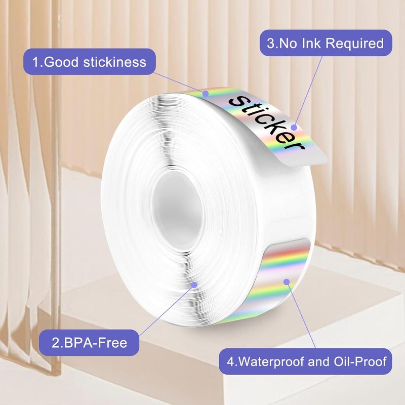 Pinsit Label Maker Tape, 3 Rolls Label Print Paper, 12mm x 40mm 480Pcs Self-Adhesive Sticker Thermal Paper, Waterproof Label Maker Tape Paper for Office Household Supplies Flat working surface - Image 3