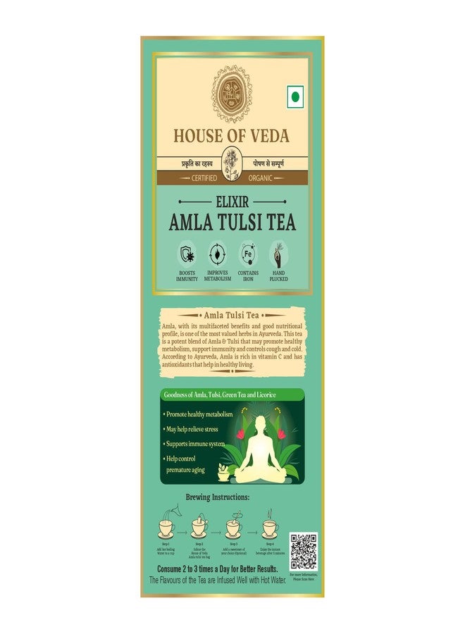 HOUSE OF VEDA Organic Amla Tulsi Green Tea – 100% Natural & Low-Caffeine| Boosts Immunity & Detox | House of Veda – 25 Tea Bags - Image 3