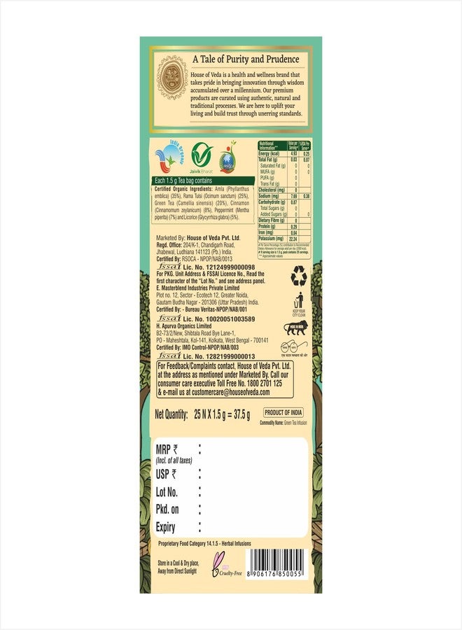 HOUSE OF VEDA Organic Amla Tulsi Green Tea – 100% Natural & Low-Caffeine| Boosts Immunity & Detox | House of Veda – 25 Tea Bags - Image 4