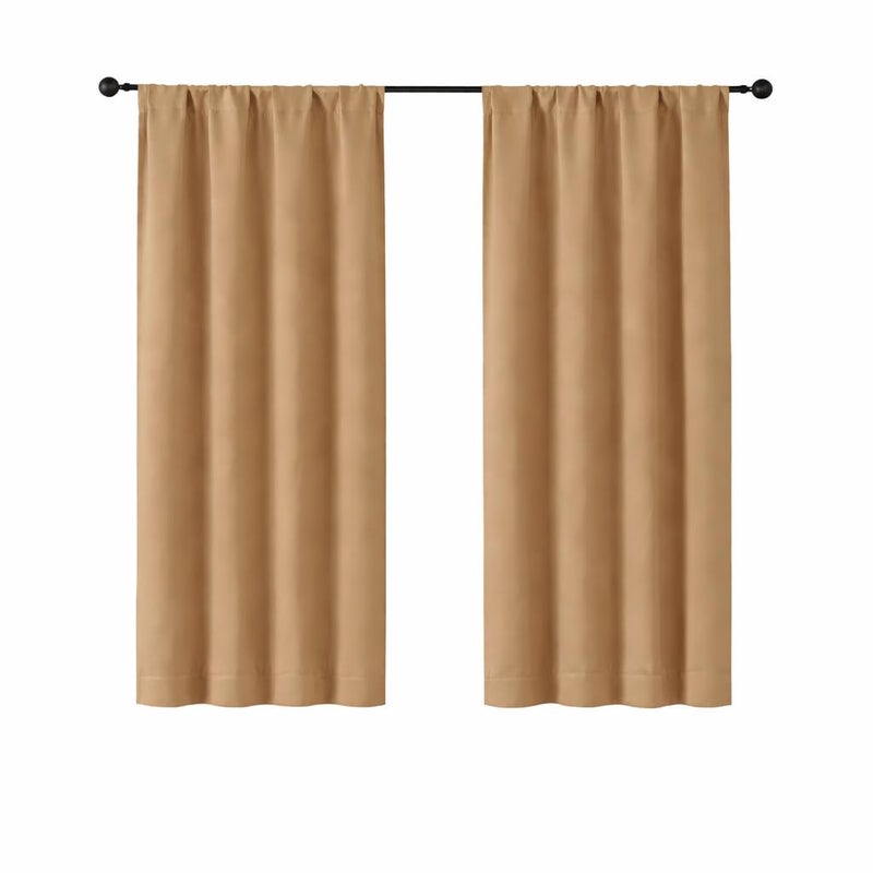 Simplebrand Ava Taupe Blackout Curtains for Bedroom 63 Inch Length 2 Panels Set, Solid Thermal Insulated Energy Saving Rod Pocket Window Treatment Curtains Blackout Drapes, W40 x L63 Inch, Taupe - Image 1
