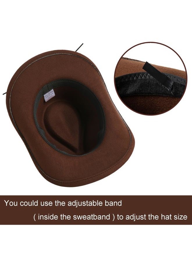Jastore Western Cowboy Hat for Kids Boy Girl Classic Cowboy Cowgirl Dress Up Hat with Buckle Belt, Coffee, 3-5 Years - Image 4