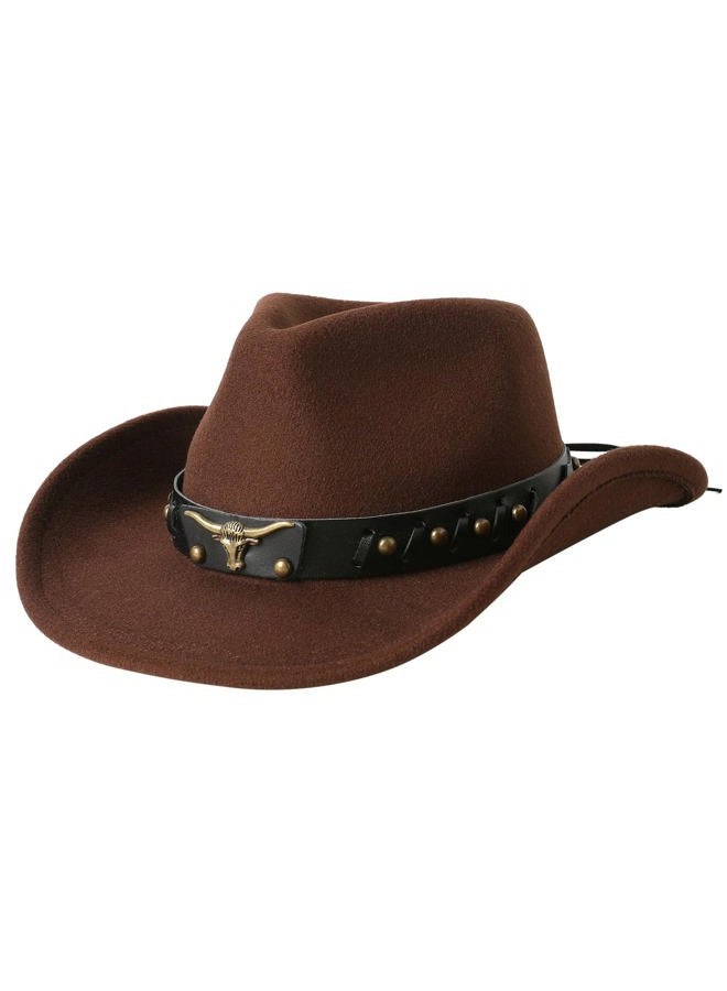Jastore Western Cowboy Hat for Kids Boy Girl Classic Cowboy Cowgirl Dress Up Hat with Buckle Belt, Coffee, 3-5 Years - Image 3