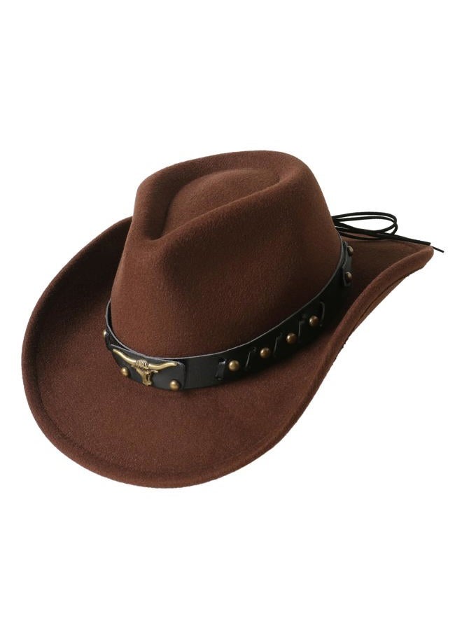 Jastore Western Cowboy Hat for Kids Boy Girl Classic Cowboy Cowgirl Dress Up Hat with Buckle Belt, Coffee, 3-5 Years - Image 1