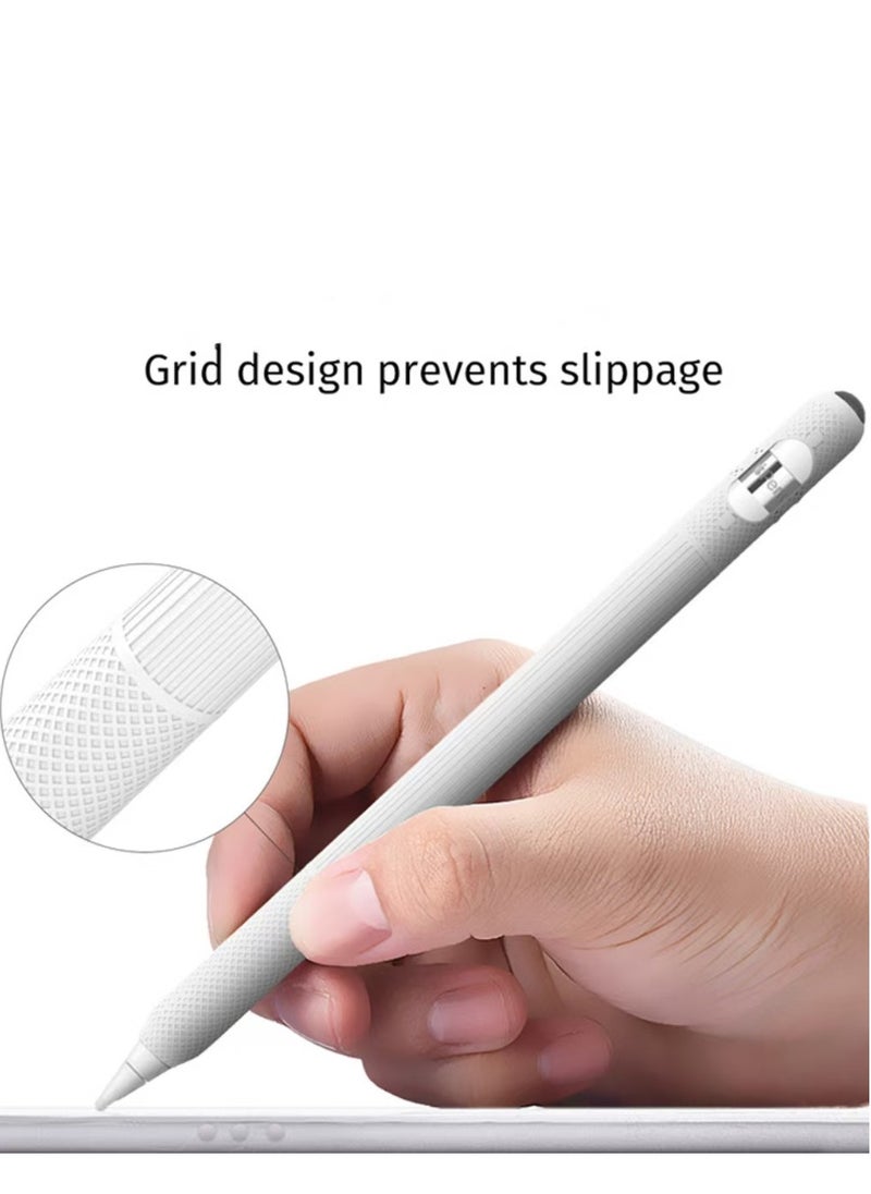 Generic - Compatible for Pencil Case - Silicone Cover Soft Anti-Slip Sleeve Skin Lovely Cat Grip Cover Compatible with Apple Pencil Generation (white) - Image 1
