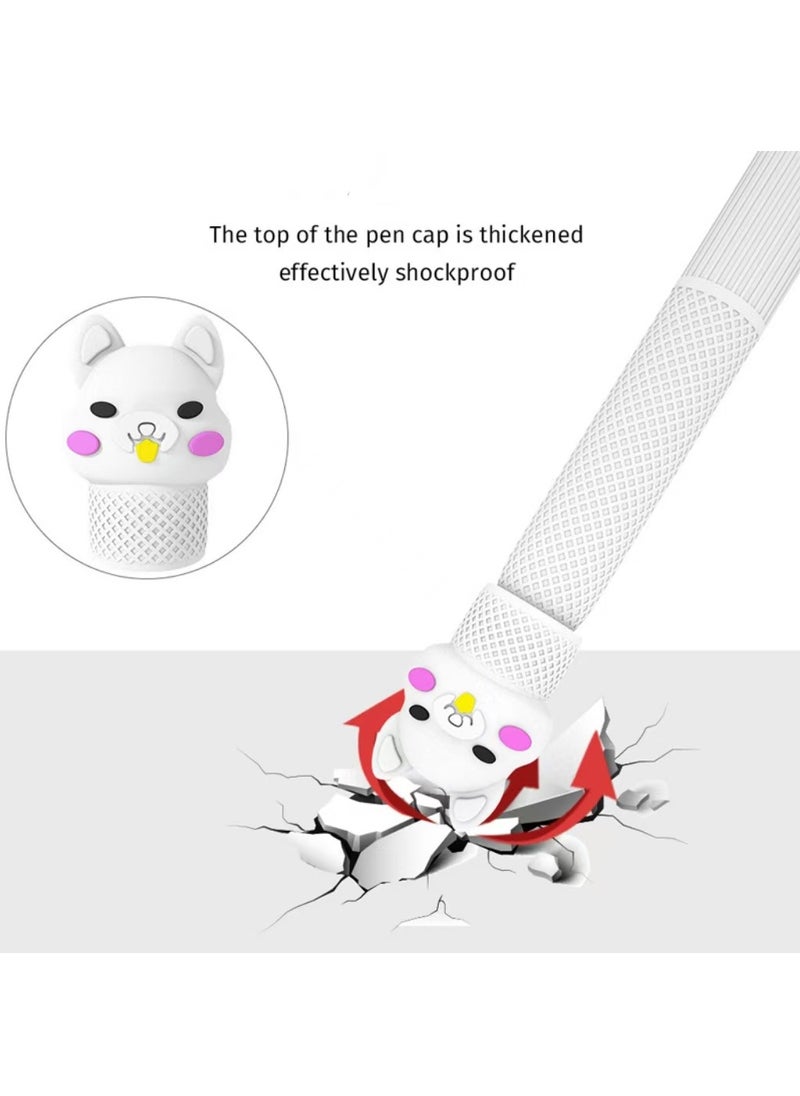 Generic - Compatible for Pencil Case - Silicone Cover Soft Anti-Slip Sleeve Skin Lovely Cat Grip Cover Compatible with Apple Pencil Generation (white) - Image 1