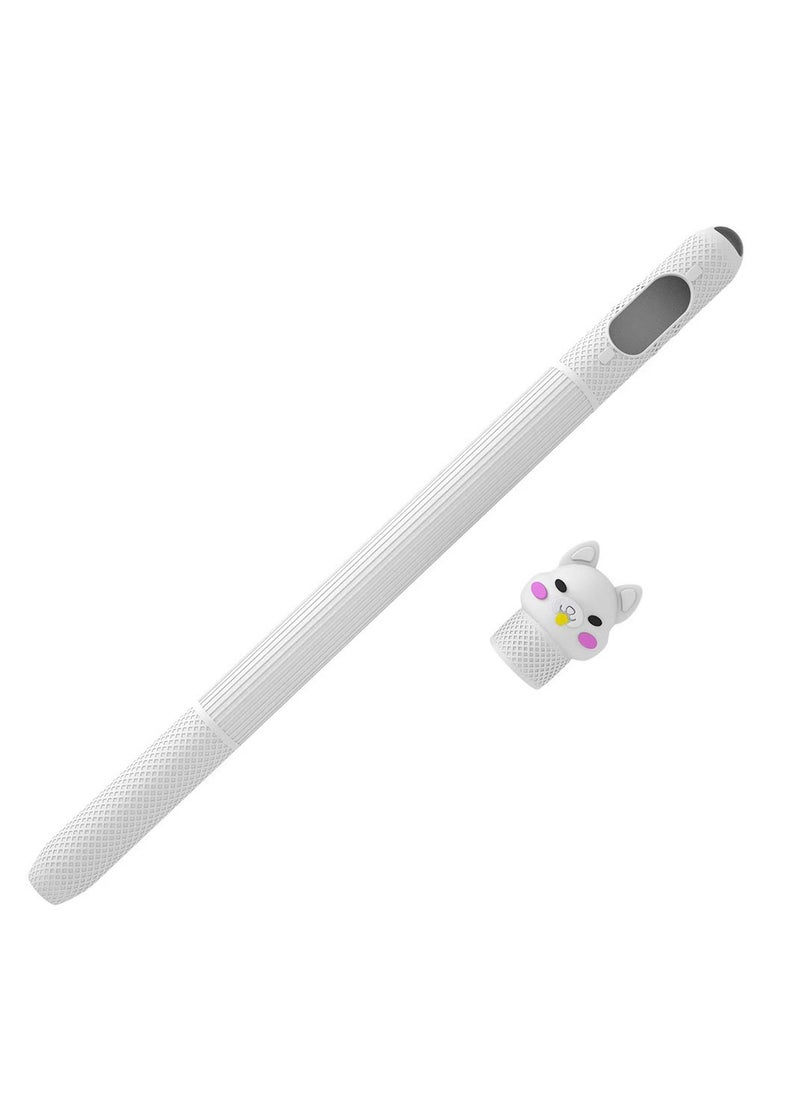 Generic - Compatible for Pencil Case - Silicone Cover Soft Anti-Slip Sleeve Skin Lovely Cat Grip Cover Compatible with Apple Pencil Generation (white) - Image 1