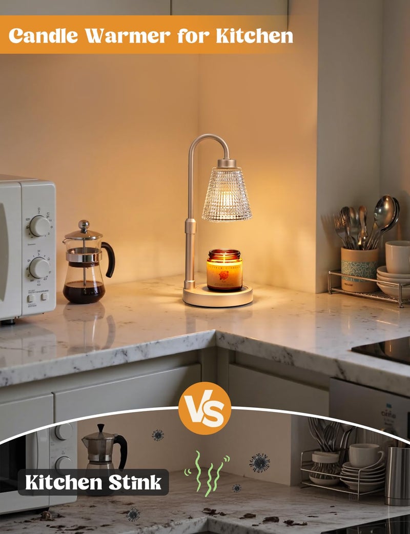 Innqoo Champagne Gold Candle Warmer Lamp with Timer, Dimmable Candle Warmer for Home Decor, Height Adjustable Candle Lamp for Jar Candles, Birthday Gifts for Women Mom, House Warming Gifts New Home - Image 5