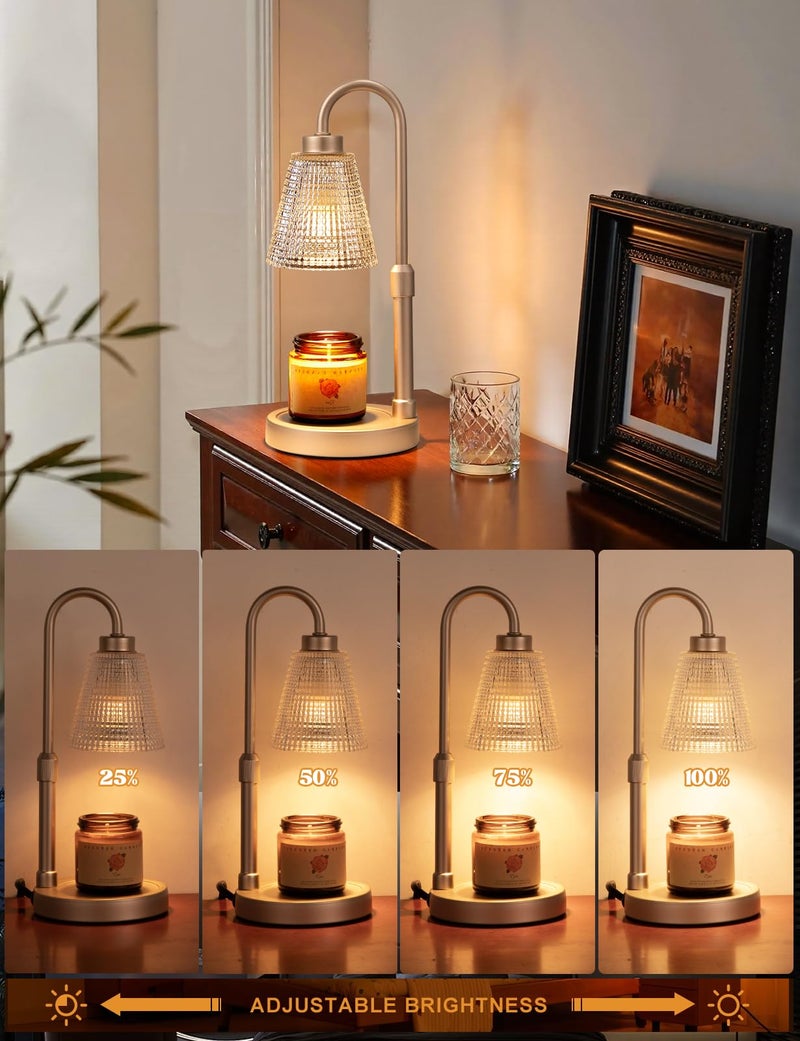 Innqoo Champagne Gold Candle Warmer Lamp with Timer, Dimmable Candle Warmer for Home Decor, Height Adjustable Candle Lamp for Jar Candles, Birthday Gifts for Women Mom, House Warming Gifts New Home - Image 2