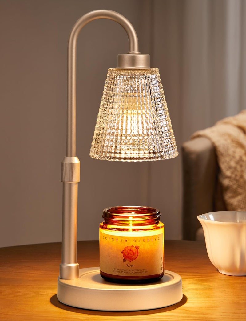 Innqoo Champagne Gold Candle Warmer Lamp with Timer, Dimmable Candle Warmer for Home Decor, Height Adjustable Candle Lamp for Jar Candles, Birthday Gifts for Women Mom, House Warming Gifts New Home - Image 1