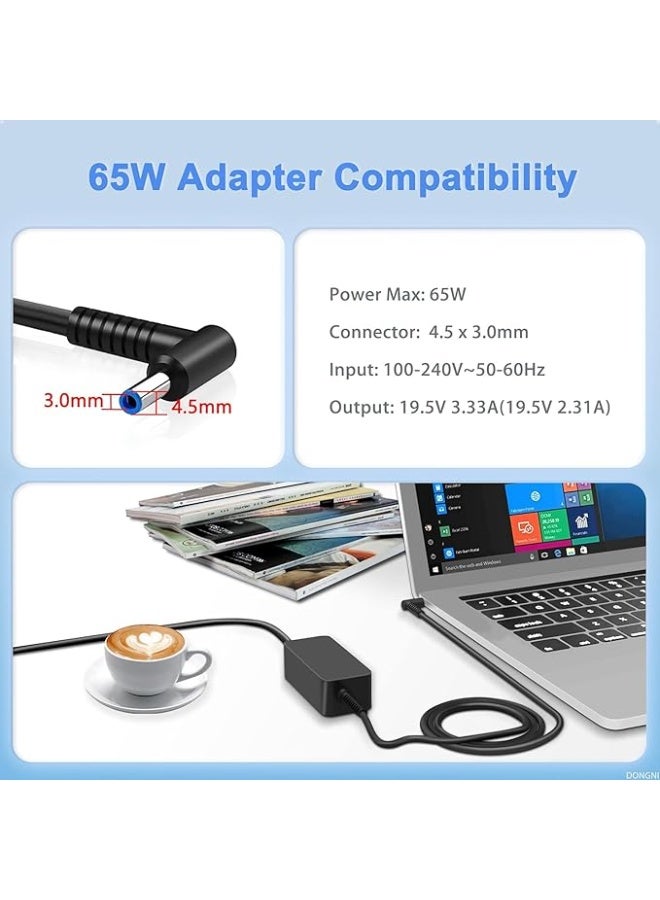 Terabyte شاحن لابتوب HP بديل 19.5V 3.33A 65W لـ HP Elitebook 840-G3 850-G3 845-G3 820-G3 745-G3 725-G3 755-G3 G4 G5 G6 G7 G8 G9 HP ProBook 450 650 640 G5 G4 G6 G7 كابل طاقة - Image 2