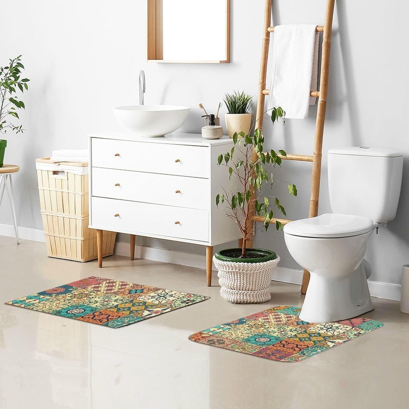 Deoxys 2 Piece Bathroom Rugs Sets Soft Absorbent Bath Mat for Bathroom on Slip Bath Rugs and UShaped Contour Toilet Rug Bathroom Mat Carpet for Bathtub Floor Mat - Image 2