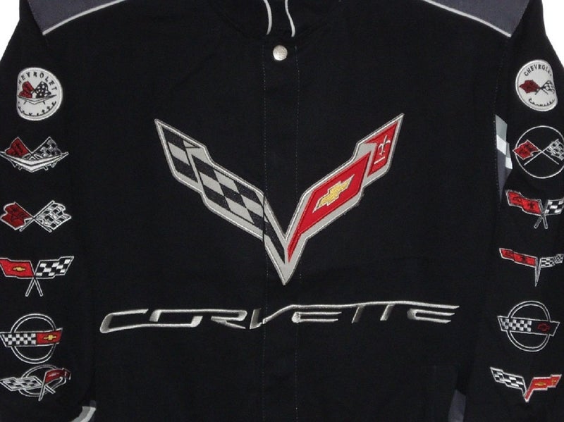 JH DESIGN GROUP Corvette Racing Embroidered Cotton Jacket Black Size Small - Image 3
