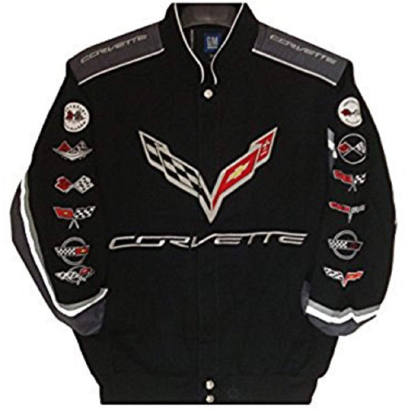 JH DESIGN GROUP Corvette Racing Embroidered Cotton Jacket Black Size Small - Image 1
