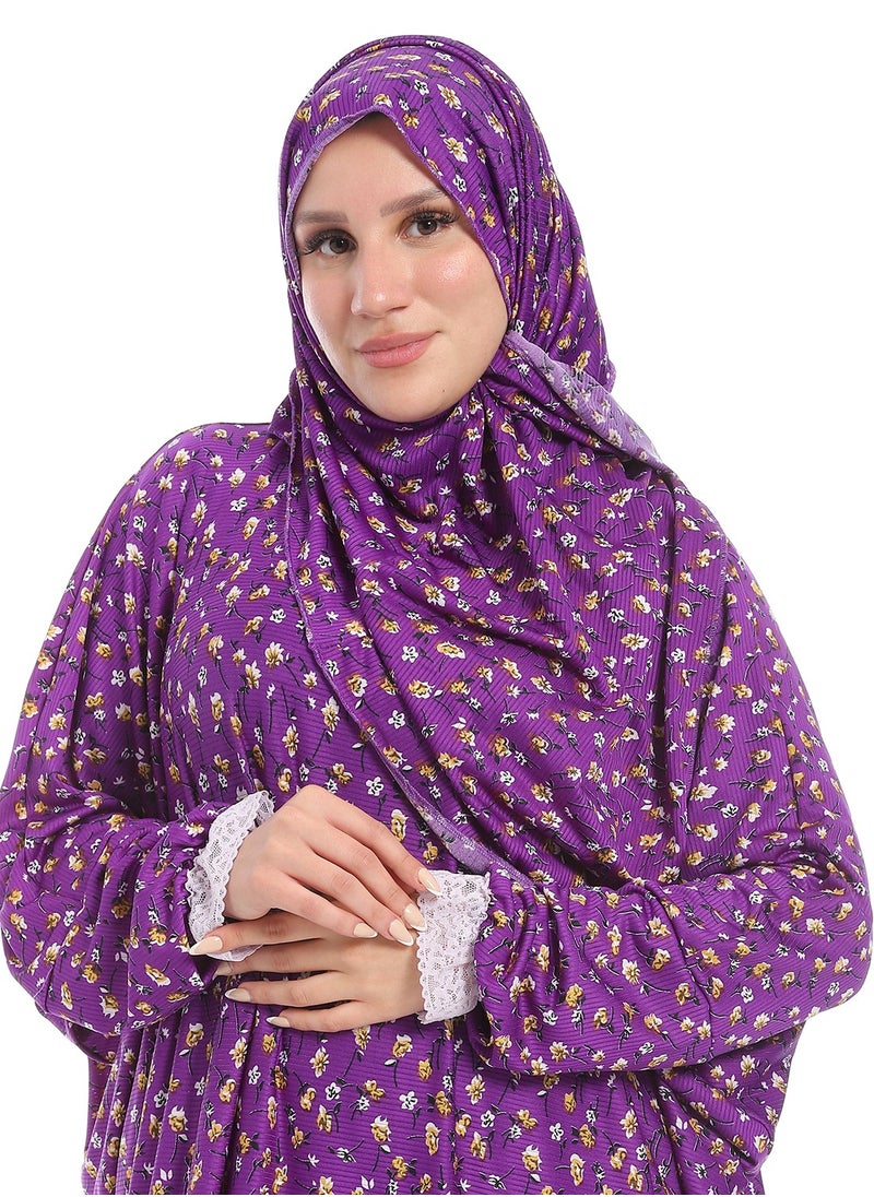 سيزار اسدال صلاة حريمي مزود بنقش ورد  - Image 4