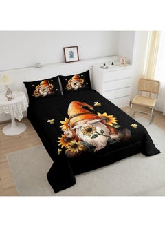 Erosebridal Erosebridal Gnome Queen Comforter Set Size Rustic Gnome Bedding Set for Teens Adult Spring Sunflower Honey Bees Quilt Vintage Garden Duvet Insert with 2 Pillow Shams Lightweight Warm  - Image 3