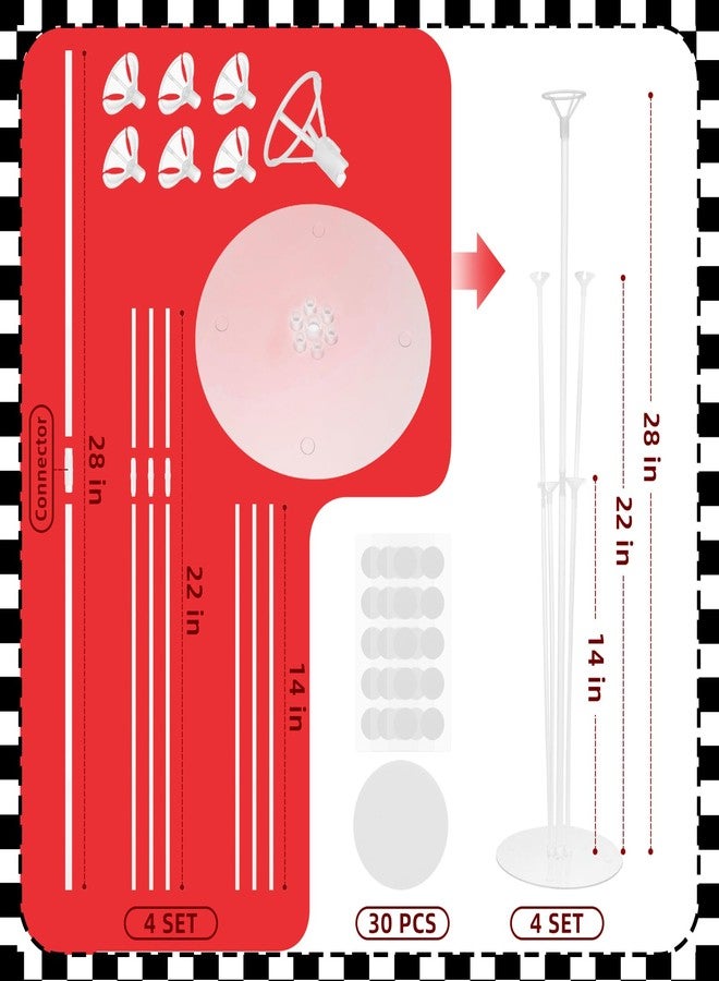 Hoemwarm 18" Race Cars Foil Balloons Stand Kit 4 Set, Sports Checkered Birthday Party Decorations Flags Balloons for for Race Fans Kids Boy Supplies - Image 3