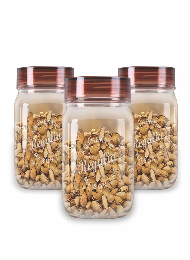Java Regalia Plastic Storage Jar and Container Set, Airtight & BPA Free Containers for Kitchen Storage, Grocery Kitchen Container Stoarge, Multipurpose Transparent Jar, 500 ML Each, Set of 3 - Image 1