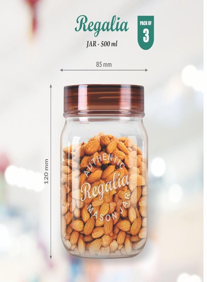 Java Regalia Plastic Storage Jar and Container Set, Airtight & BPA Free Containers for Kitchen Storage, Grocery Kitchen Container Stoarge, Multipurpose Transparent Jar, 500 ML Each, Set of 3 - Image 4