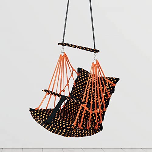 Sprointal® Cottone Baby Swing for Kids Baby's Children Folding and Washable1 to 5 Years with Safety Belt/Home,Garden Swing (Orange Dot) - Image 2