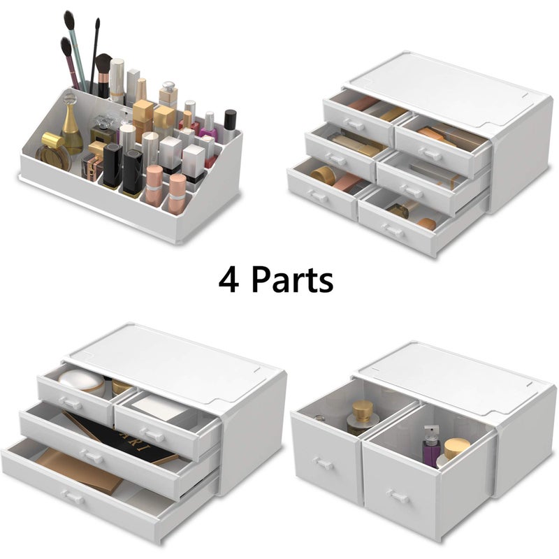 Readaeer Makeup Cosmetic Organizer Storage Drawers Display Boxes Case with 12 Drawers (White) - Image 5