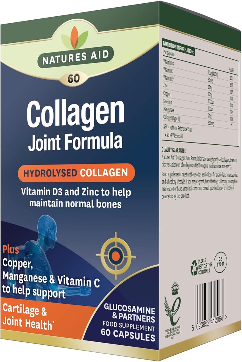 Natures Aid Collagen Joint Formula  With Hydrolyzed Collagen | Promotes Bone, Cartilage & Joint Health, 60 Capsule - Image 1