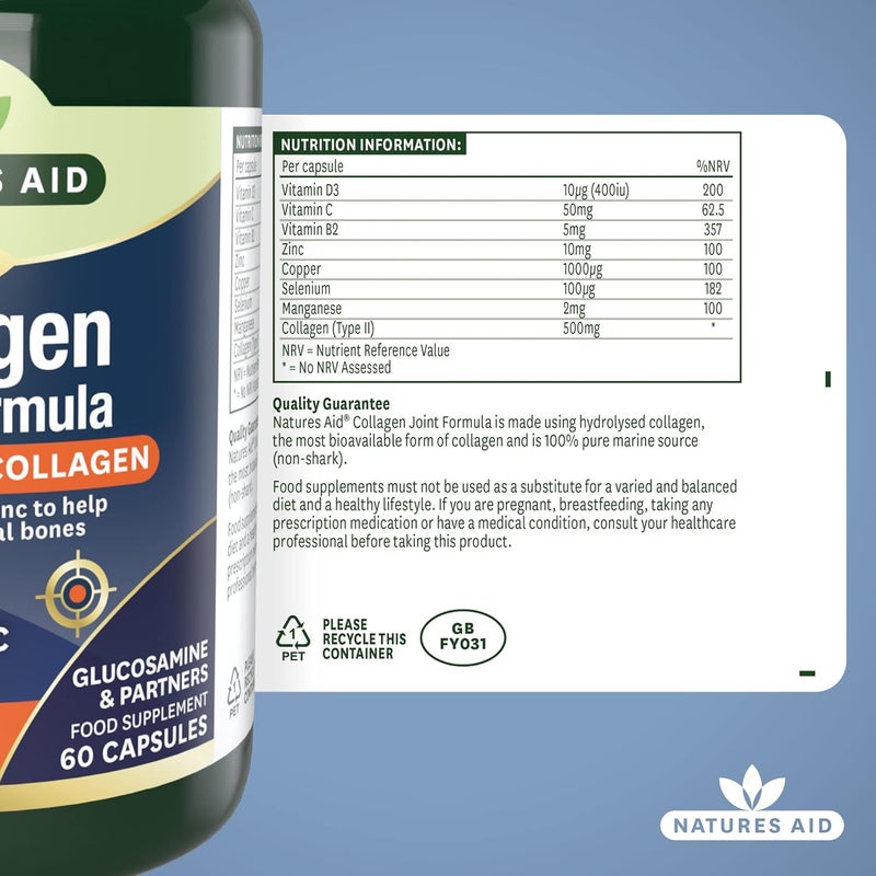 Natures Aid Collagen Joint Formula  With Hydrolyzed Collagen | Promotes Bone, Cartilage & Joint Health, 60 Capsule - Image 2