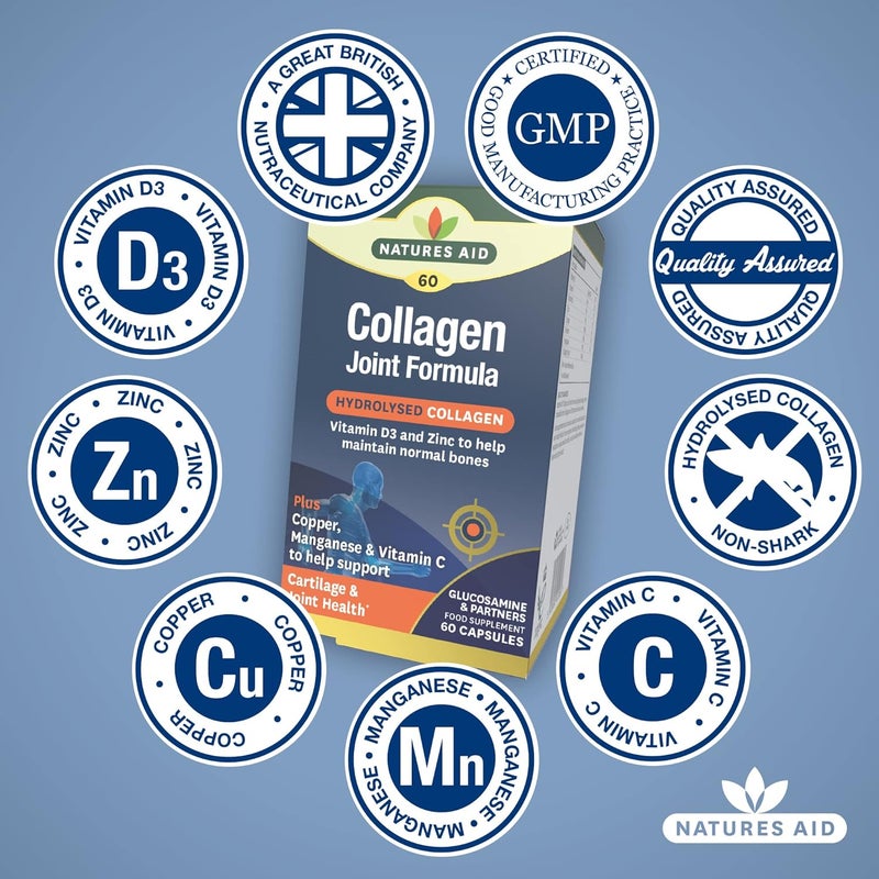 Natures Aid Collagen Joint Formula  With Hydrolyzed Collagen | Promotes Bone, Cartilage & Joint Health, 60 Capsule - Image 3