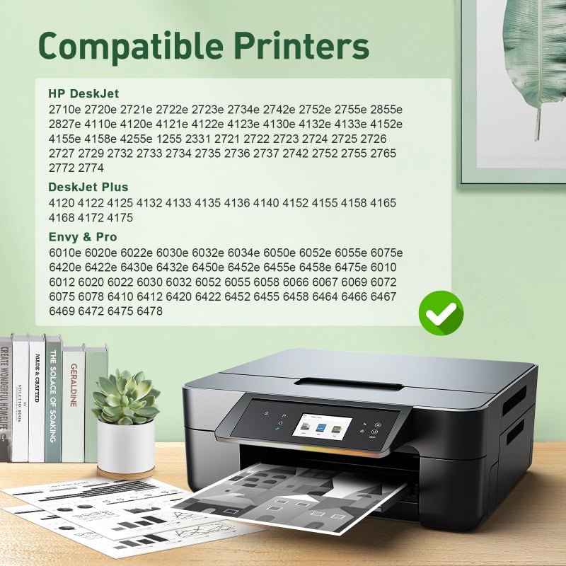 KINGWAY 67XL Ink Cartridge Black Combo Pack Replacement for HP 67 67XL Printers Work for HP DeskJet 2700 2752 2755e 2855e 2800 2742e 4155e 4255e 4100 Envy 6055e 6000 6455e 6400 6458e (2 Pack) - Image 2
