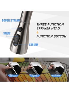 Excefore Kitchen Faucet with Pull Down Sprayer, High Arc Single Handle Single Hole Stainless Steel Kitchen Sink Faucet with 3 Functions Sprayer for Commercial Modern RV, Brushed Nickel  - Image 2