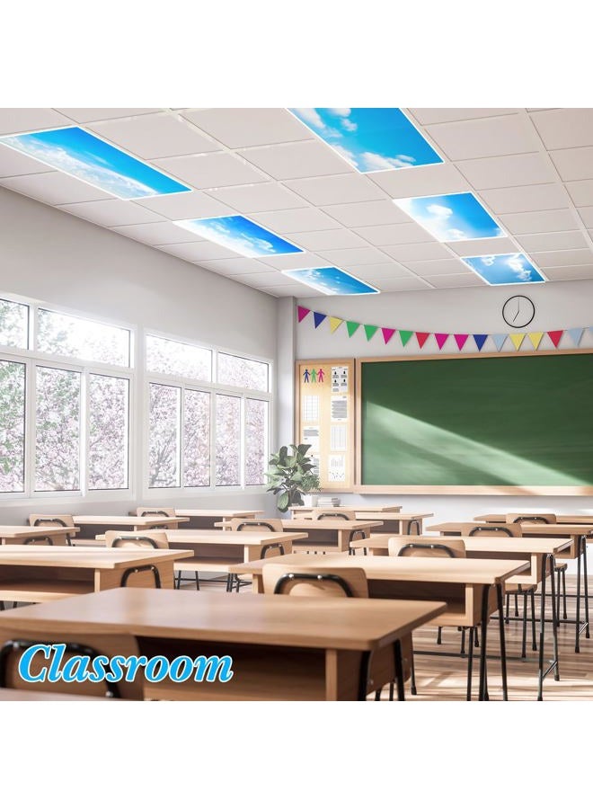 VIHOSE 6 Pcs Fluorescent Light Covers for Ceiling Lights Classroom Magnetic Light Covers Classroom Filters Light Covers for Ceiling Lights Office School Home Drop Ceiling, 4 x 2 ft (Cloud) - Image 3