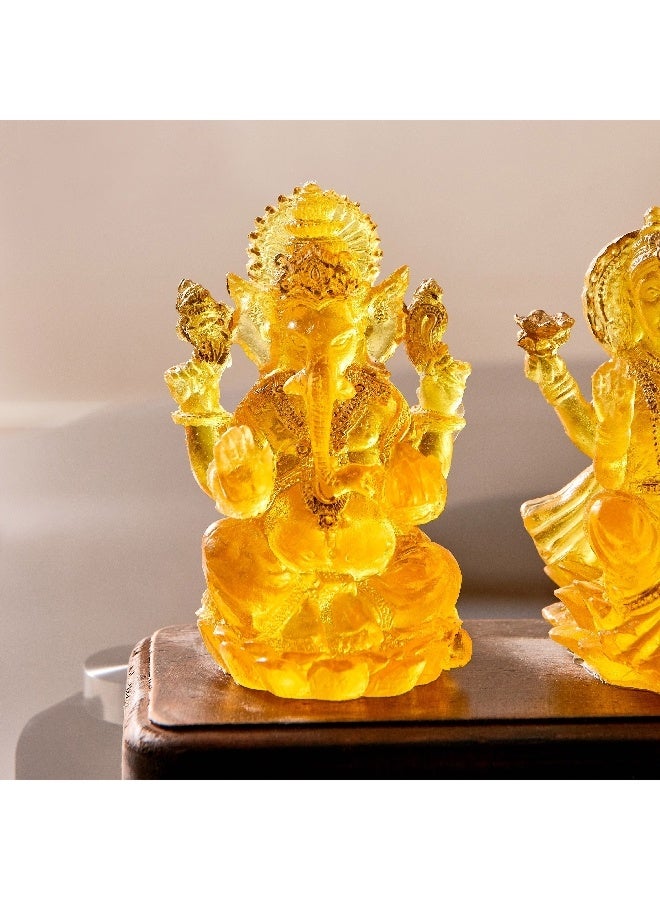 Home Box Asher Polyresin Amber LED Accent On Wooden Base 20 x 9 x 14 cm - Image 3