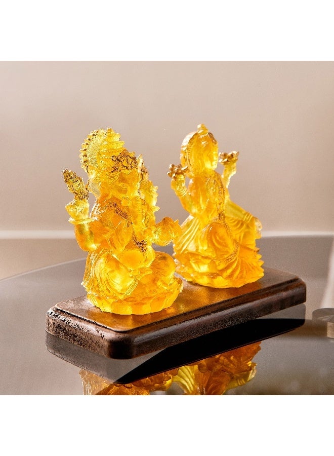 Home Box Asher Polyresin Amber LED Accent On Wooden Base 20 x 9 x 14 cm - Image 4