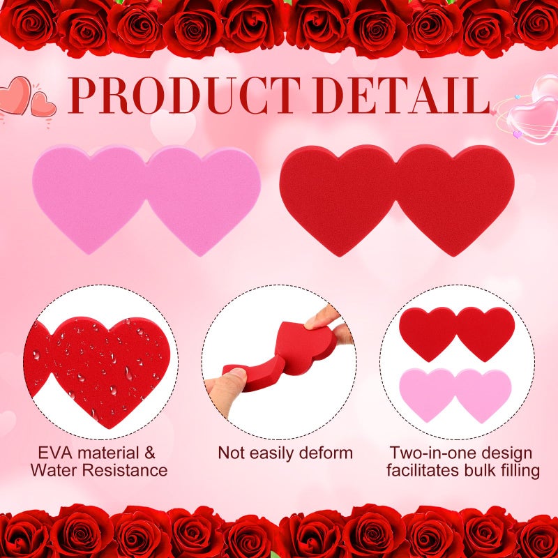 Seenelling 56 Pcs Heart Vase Filler Wedding Foam Bowl Filler Pink and Red Love Vase Decor for Home Floating Candles Wedding Anniversary Table Centerpiece Party Decorations - Image 3