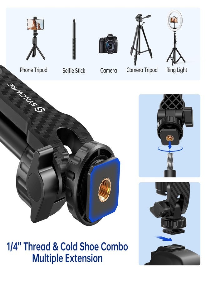 Syncwire حامل هاتف ثلاثي القوائم SYNCWIRE، محول هاتف ذكي عالمي مع 2 حذاء بارد و 1/4" برغي، يدور 360° ويميل 180°، حامل قابل للتعديل لهاتفك المحمول لتعزيز إعداد التصوير الفوتوغرافي المحمول - Image 3