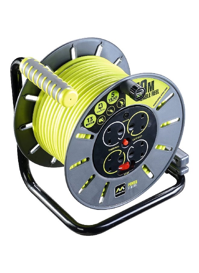 MASTERPLUG ProXT 4-Way 13A Extension Cable Reel Grey and Green 50 m OLU50134SL  - Image 4