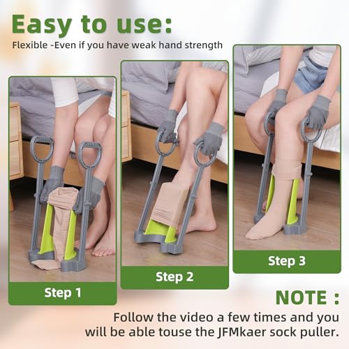 JFMkaer Compression Sock Aid Device - Sock Aids for Compression Stocking - Helper Device for Putting on Hosiery -with Replaceable Dressing Stick - Image 2