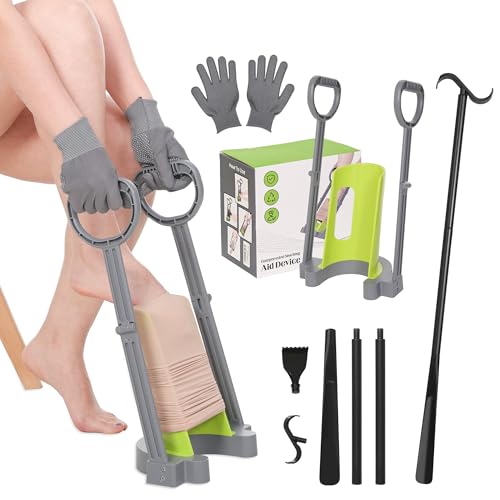 JFMkaer Compression Sock Aid Device - Sock Aids for Compression Stocking - Helper Device for Putting on Hosiery -with Replaceable Dressing Stick - Image 1