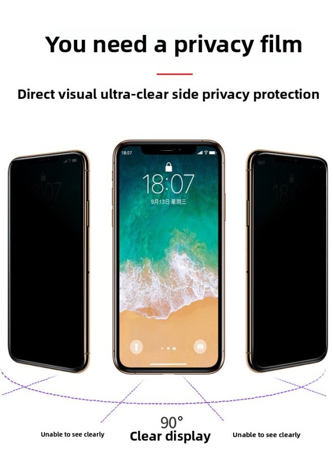 Generic - For Iphone11 Anti-peep Tempered Film Xr For Apple X Anti-peeping 14 Anti-peep Film 12pro Full Screen 13 Mobile Phone Mi-Colour:[9d Curved Full Screen Diamond Privacy Film—black] Pack Of 3✅-Size:For Iphone6 - Image 1