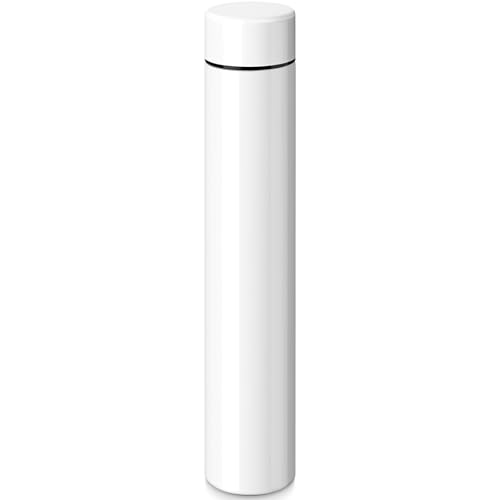 Vesici 1 Pack Slim Water Bottle 8.8 oz Small Stainless Steel Purse Compact Insulated Water Bottles Camping Travel Backpack Pocket Flask for Car Cold Coffee Tea (White) - Image 1