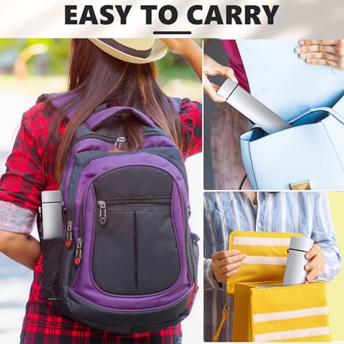 Vesici 1 Pack Slim Water Bottle 8.8 oz Small Stainless Steel Purse Compact Insulated Water Bottles Camping Travel Backpack Pocket Flask for Car Cold Coffee Tea (White) - Image 5