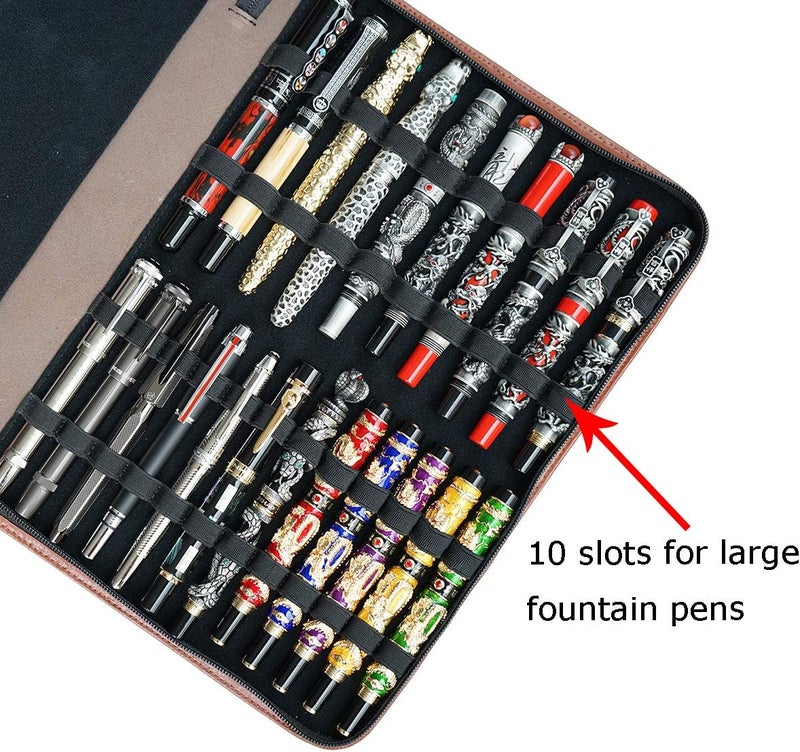 erofa 12 Slots Black Brown Grey Colours Pen Case EDK, Brown, 46 compartments, 1 Count (Pack of 1), Brown, 46 compartments - Image 5