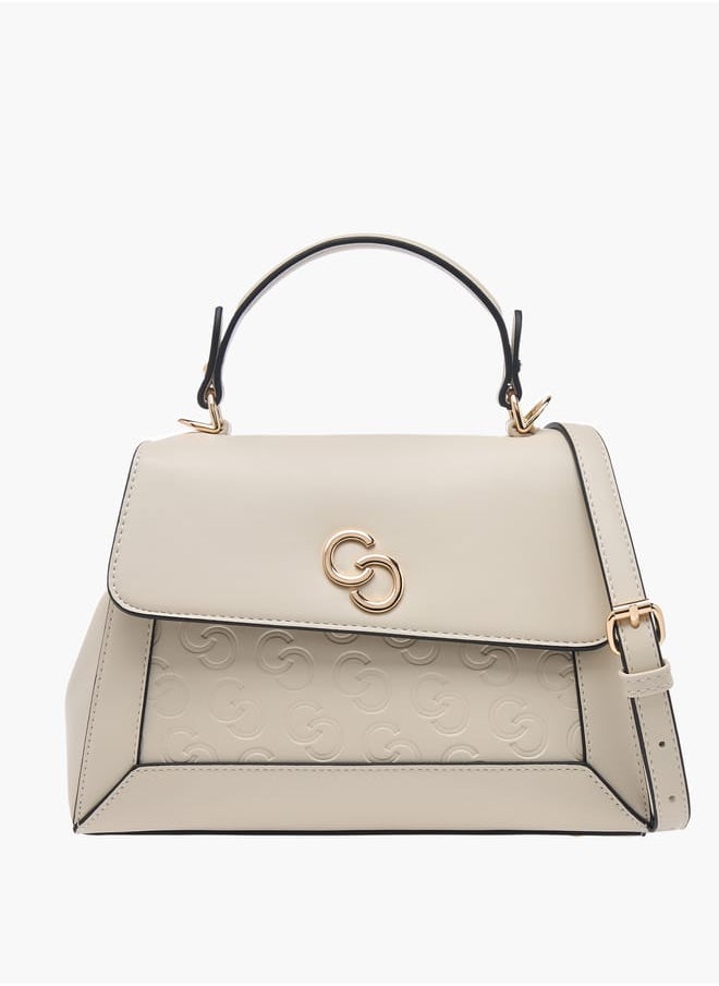Celeste Women Monogram Embossed Satchel Bag with Top Handle and Detachable Strap  - Image 1