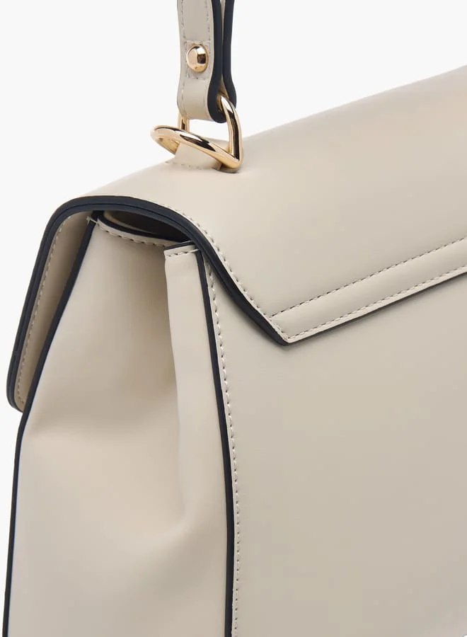Celeste Women Monogram Embossed Satchel Bag with Top Handle and Detachable Strap